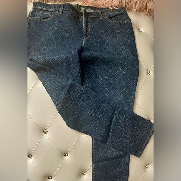 Lauren Ralph Lauren Blue Diamond Print Modern Skinny Medium Wash Size 16 - Picture 5 of 14